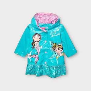 Wippette Kids Blue Mermaid Graphic Rain Jacket